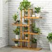 stylish and versatile wooden flower stand with multiple shelves - perfect for plant displays logo