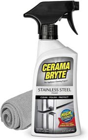 img 3 attached to Cerama Bryte Stainless Steel Appliance Cleaner & Polish Spray with Mineral Oil - 16 oz, Enhanced with Large Microfiber Cloth