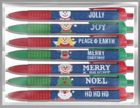 img 4 attached to 7 Pack USA Made Black Ink Pens With Christmas Designs - Perfect Stocking Stuffer For Kids, School & Home Supplies From Toys For Tots
