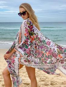 img 2 attached to Hibluco Women'S Summer Chiffon Floral Kimono Cardigan Long Swimwear Cover Ups