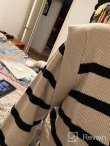 img 5 attached to Женский вязаный свитер в полоску с длинным рукавом и круглым вырезом, пуловер, топы, повседневный джемпер с рукавом-фонариком