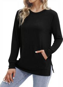 img 4 attached to Women'S Long Sleeve Crewneck Tunic Top With Side Split, Pockets And Perfect For Leggings - TOREEL Sweatshirt