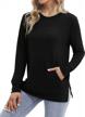 women's long sleeve crewneck tunic top with side split, pockets and perfect for leggings - toreel sweatshirt logo