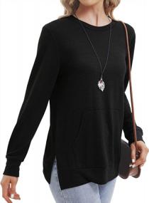 img 2 attached to Women'S Long Sleeve Crewneck Tunic Top With Side Split, Pockets And Perfect For Leggings - TOREEL Sweatshirt