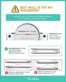 img 4 attached to 13-дюймовый чехол для MacBook Air 2019 2018 A1932, мягкая на ощупь жесткая оболочка с дисплеем Retina Touch ID - фиолетовый (новейшая версия) от Kuzy