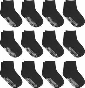 img 4 attached to 12 Pairs Of Non-Slip Toddler Socks With Grips For Ultimate Baby Safety And Comfort