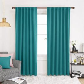 img 4 attached to Deconovo Insulated Blackout Curtains For Bedroom - Back Tab And Rod Pocket Thermal Window Coverings, Turquoise, 52X84 Inch, 2 Panels