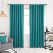 deconovo insulated blackout curtains for bedroom - back tab and rod pocket thermal window coverings, turquoise, 52x84 inch, 2 panels logo