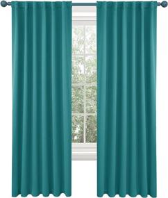 img 3 attached to Deconovo Insulated Blackout Curtains For Bedroom - Back Tab And Rod Pocket Thermal Window Coverings, Turquoise, 52X84 Inch, 2 Panels