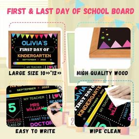 img 2 attached to My 1St Day Of School Chalkboard Sign Photo Prop 10X12 Inch Double Sided Back To School Board For Kids Girls Boys - First & Last Day Wooden Boards Of Preschool Kindergarten