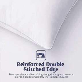 img 1 attached to Hotel Collection King Size Pillows For Sleeping - Set Of 2 Medium Firm Goose Feather And Polyester Bed Pillows With Silver Piping By Puredown®