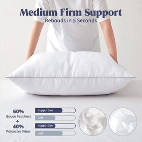 img 3 attached to Hotel Collection King Size Pillows For Sleeping - Set Of 2 Medium Firm Goose Feather And Polyester Bed Pillows With Silver Piping By Puredown®