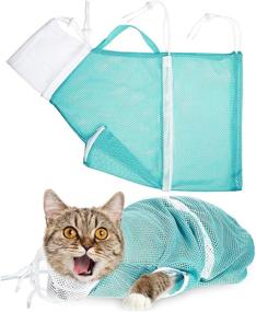img 4 attached to 🐱 Multi-functional Cat Shower Net Bag: Adjustable Grooming and Bathing Bag for Calm and Secure Cat Restraint, Biting & Scratching Prevention - Ideal for Bathing, Nail Trimming, Ears Cleaning.