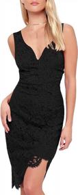 img 4 attached to Floral Lace High Low Cocktail Dress: AOOKSMERY Women'S Sleeveless V Neck Bodycon Pencil Dresses For Casual Evening