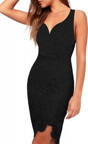 img 2 attached to Floral Lace High Low Cocktail Dress: AOOKSMERY Women'S Sleeveless V Neck Bodycon Pencil Dresses For Casual Evening