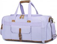 women men canvas weekend travel tote: bluboon weekender overnight duffel bag with shoes compartment - carry on bag (purple) logo