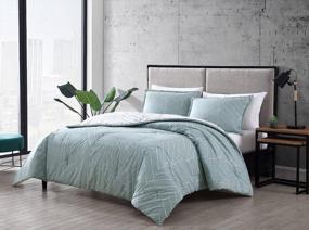 img 4 attached to Mint Twin Comforter Set: City Scene Ceres Cotton Bedding for Cozy Urban Bedrooms