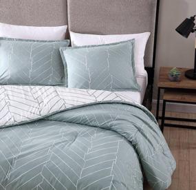 img 3 attached to Mint Twin Comforter Set: City Scene Ceres Cotton Bedding for Cozy Urban Bedrooms