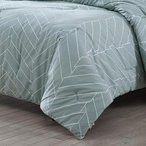 img 1 attached to Mint Twin Comforter Set: City Scene Ceres Cotton Bedding for Cozy Urban Bedrooms