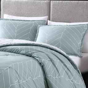 img 2 attached to Mint Twin Comforter Set: City Scene Ceres Cotton Bedding for Cozy Urban Bedrooms