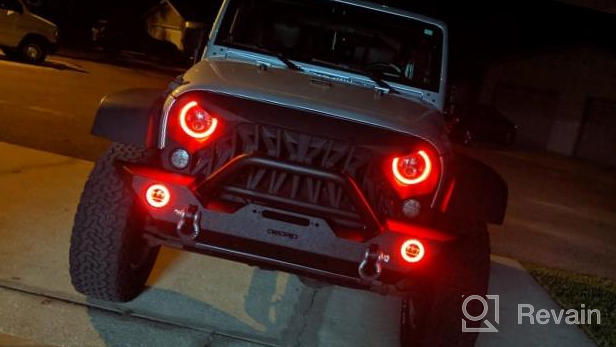 img 1 attached to OEDRO Front And Rear Bumper Compatible For 07-18 Jeep Wrangler JK & Unlimited W/ Winch Plate Mounting & D-Rings & Square LED Lights & 2" Hitch Receiver , Textured Black Off Road Star Guardian Design review by Charles Mathews