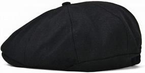 img 1 attached to Men'S Wool Blend Newsboy Cap: Tweed Herringbone Cabbie Flat Cap By VOBOOM - 8-Panel Hat For Style And Comfort