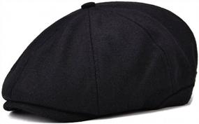 img 4 attached to Men'S Wool Blend Newsboy Cap: Tweed Herringbone Cabbie Flat Cap By VOBOOM - 8-Panel Hat For Style And Comfort