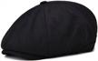 men's wool blend newsboy cap: tweed herringbone cabbie flat cap by voboom - 8-panel hat for style and comfort logo