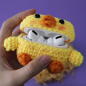 img 4 attached to MIRKOO Handmade Knitted Silicone AirPods Pro Case Cover - Little Duck Design