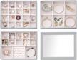 vlando jewelry tray - multipurpose desktop drawer chest jewelry accessories display storage organizer for earring necklace bracelet ring, 3-layer w/lid, grey logo