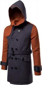 img 2 attached to AOWOFS Men'S Winter Mid Long Wool Blend Coat Double Breasted Warm Overcoat Stitching Color Trench Coat