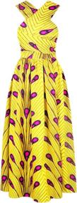img 1 attached to Boho African Chic: Vimoisa Women'S Pleated Floral Print Maxi Dress With Multi-Way V-Neck