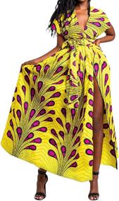 img 4 attached to Boho African Chic: женское плиссированное макси-платье Vimoisa с цветочным принтом и многосторонним V-образным вырезом
