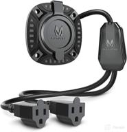 mictuning 15a 250v ac port plug with 18-inch integrated extension cord y splitter cable and water-resistant cap logo