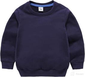 img 3 attached to 👕 DCUTERQ Kids Crewneck Thin Sweatshirt – Boys' and Girls' Long Sleeve Cotton Pullover Tops – Solid Sporty T-Shirt for Toddlers