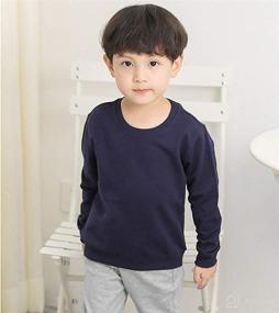 img 1 attached to 👕 DCUTERQ Kids Crewneck Thin Sweatshirt – Boys' and Girls' Long Sleeve Cotton Pullover Tops – Solid Sporty T-Shirt for Toddlers