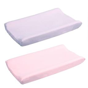 img 4 attached to 2 Pack Microfiber Soft Changing Pad Cover Set For Baby Girls, 16''X32''X8'', With 2 Safety Belt Holes, Light Purple & Pink - Belsden