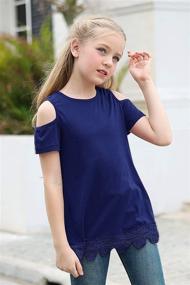 img 1 attached to GORLYA Summer Shoulder T Shirt GOR1068 Girls' Clothing and Tops, Tees & Blouses