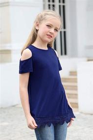 img 2 attached to GORLYA Summer Shoulder T Shirt GOR1068 Girls' Clothing and Tops, Tees & Blouses