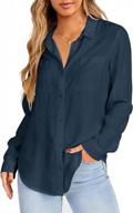 👚 stylish and versatile nulibenna women's 100% cotton button down shirts - perfect for spring blouses, business casual, work, and office wear with convenient pockets logo
