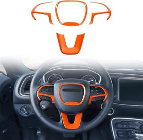 img 4 attached to 🍊 Enhance Your Ride: Voodonala Orange Steering Wheel Cover Trim for Dodge Challenger Charger 2015-2022 (4pcs)