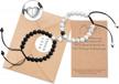 matte agate mutual attraction bracelets for couples - set of adjustable jewelry with vows of eternal love charms - ideal gifts for men and women by kingsin logo