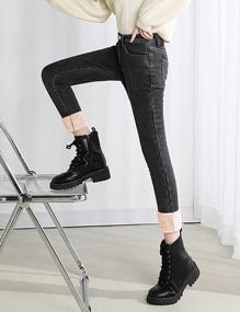 img 1 attached to Womens Winter Sherpa Fleece Lined Stretch Denim Leggings - Thick Skinny Jeans With Slim Fit