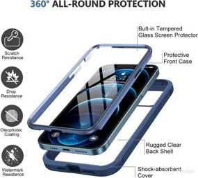 img 3 attached to 📱 Miracase Glass Case for iPhone 12 Pro Max 6.7 inch (2020), Clear Full-Body Bumper Case with 9H Tempered Glass Screen Protector for iPhone 12 Pro Max, Dark Blue
