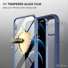 img 2 attached to 📱 Miracase Glass Case for iPhone 12 Pro Max 6.7 inch (2020), Clear Full-Body Bumper Case with 9H Tempered Glass Screen Protector for iPhone 12 Pro Max, Dark Blue