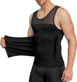 img 4 attached to Compression Tank Top For Men: Slimming Body Shaper With Tummy Control And Moobs Binder Underwear