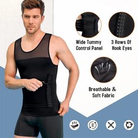 img 3 attached to Compression Tank Top For Men: Slimming Body Shaper With Tummy Control And Moobs Binder Underwear
