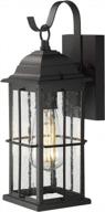 zeyu 1-light outdoor wall sconce lantern, 14 inch exterior light fixtures wall mount in black finish with seeded glass shade, 20071b1 logo
