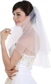 img 4 attached to Beautiful Bridal Wedding Veil With 2 Tiers And Pencil Edge Finish From SAMKY