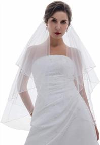 img 3 attached to Beautiful Bridal Wedding Veil With 2 Tiers And Pencil Edge Finish From SAMKY